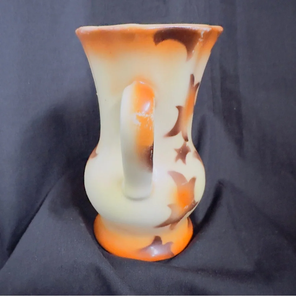 Antique Art Deco Vase Double Handle Czech Victorian Glaze 1920-40